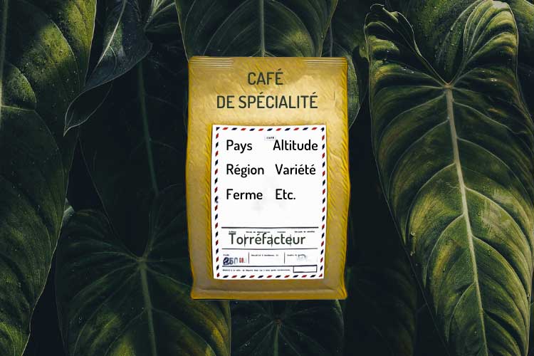 informations sur un paquet de café
